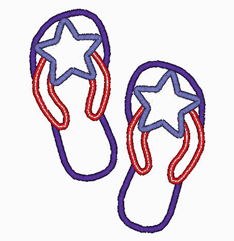 4th of July Flip Flops Embroidery Design Applique | Etsy