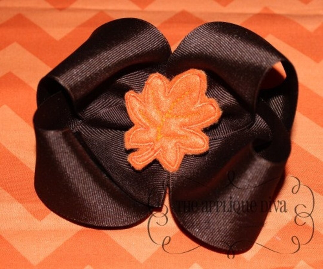 Fall Leaf Hair Bow Center Digital Embroidery Machine Applique Design - Etsy