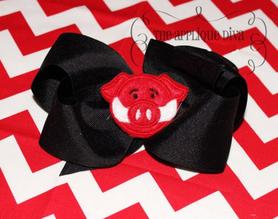 Machine Embroidery Razorback Razorback Hair Bow Center Embroidery Design Machine Applique - Etsy