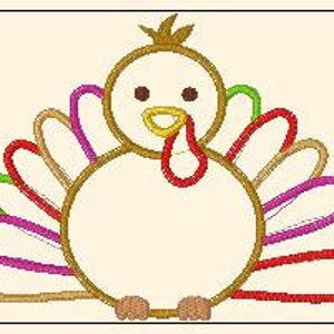 Fall Thanksgiving Turkey Digital Embroidery Design Machine Applique image 2