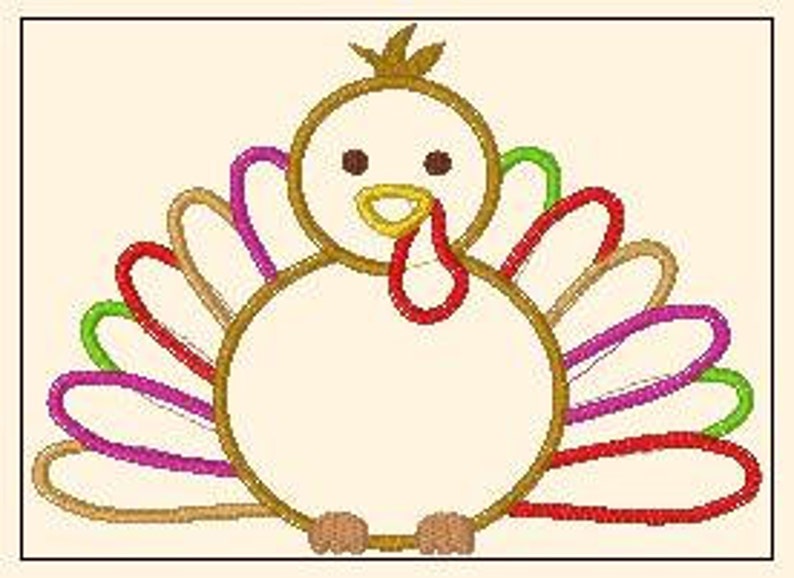 Fall Thanksgiving Turkey Digital Embroidery Design Machine Applique image 2