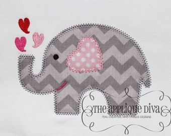 Día de San Valentín amor elefante bordado Digital diseño máquina apliques