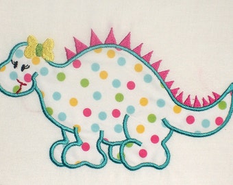 Dinosaur Girl Embroidery Design Machine Applique