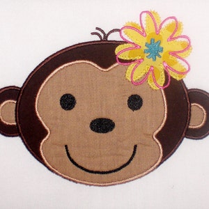 Girl Monkey Embroidery Design Machine Applique image 1