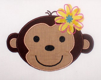 Girl Monkey Embroidery Design Machine Applique