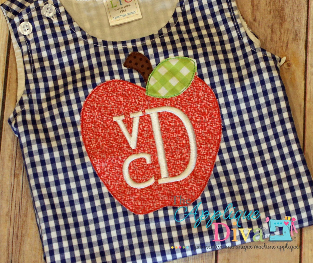 Back to School Simple Apple Triple Stitch Digital Embroidery Design ...