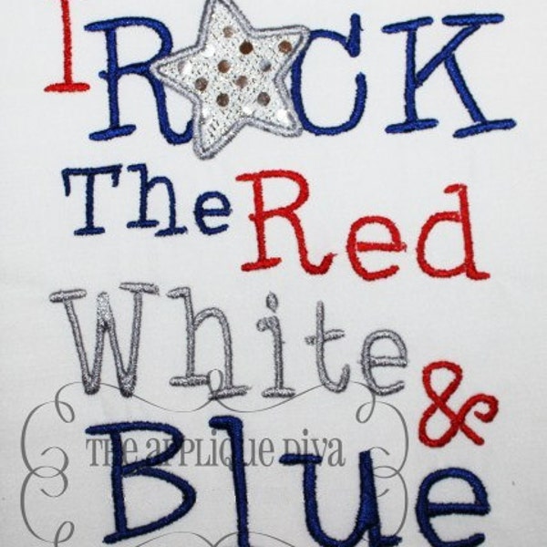 4 luglio roccia l'Applique Design ricamo rosso bianco e blu