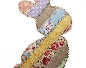 Spring Easter Shabby Patchwork Rabbit Digital Embroidery Design Machine Applique