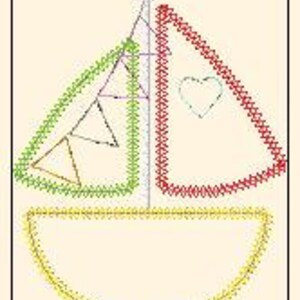 Summer Vintage Sailboat Digital Embroidery Design Machine Applique image 2