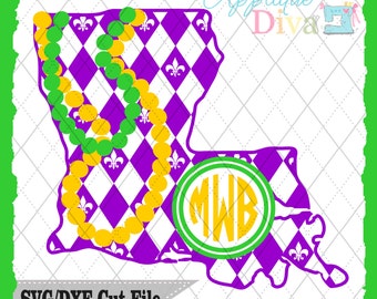 Mardi Gras Louisiana Monogram SVG/DXF file