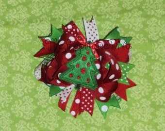 Christmas Tree Hair Bow Center Embroidery Design Machine Applique