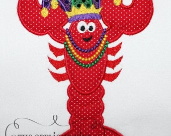 Mardi Gras Crawfish Embroidery Design Machine Applique