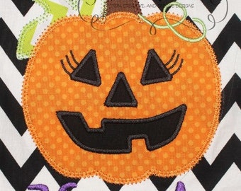 Halloween Girly Jack O Lantern  Digital Embroidery Design Machine Applique