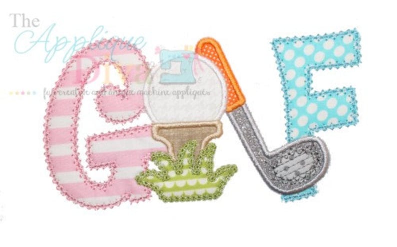 Golf word digital embroidery design machine applique  etsy