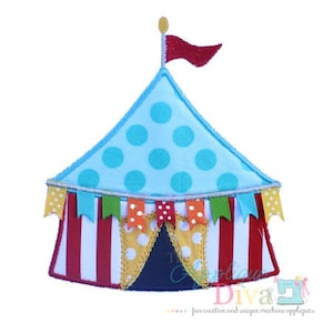 Circus Tent with Ribbon flags Digital Embroidery Design Machine Applique