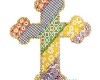 Easter Shabby Patchwork Cross Digital Embroidery Design Machine Applique