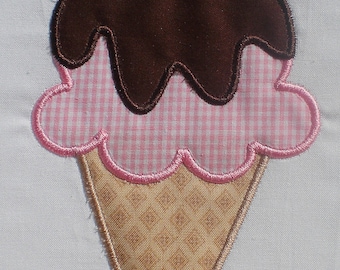 Ice Cream Cone Sunday Design Embroidery Applique