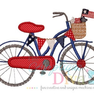 4th of July Bike USA Digital Embroidery Design Machine Applique image 2