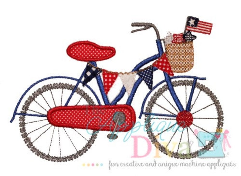 4th of July Bike USA Digital Embroidery Design Machine Applique image 2