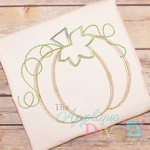 Vintage Stitch Sketch Scribble Fall Pumpkin Digital Machine Embroidery Design