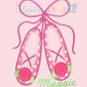 Girl Ballet Slippers Digital Embroidery Design Machine Applique