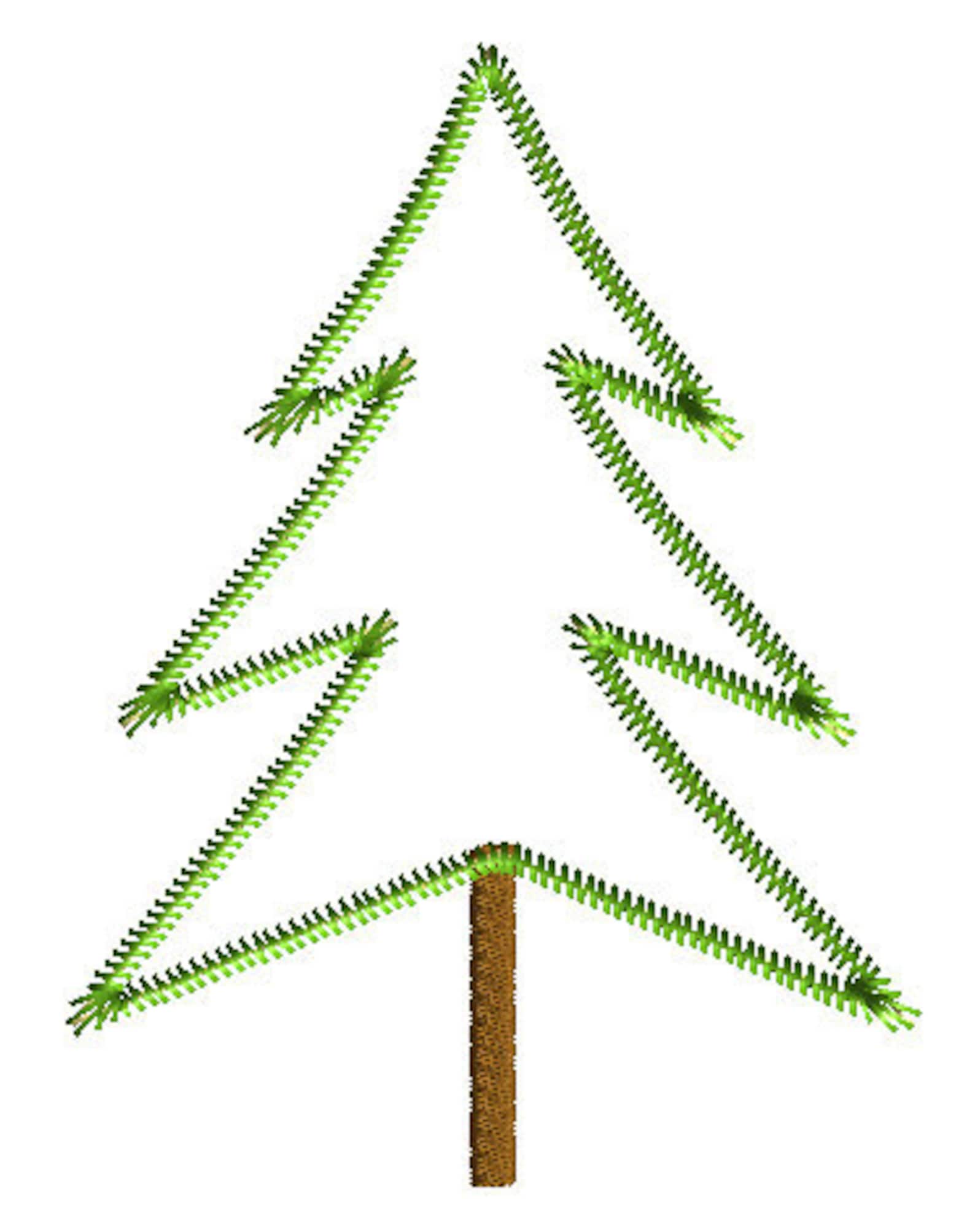Christmas Simple Tree Raggy and Zig Zag Embroidery Design Etsy