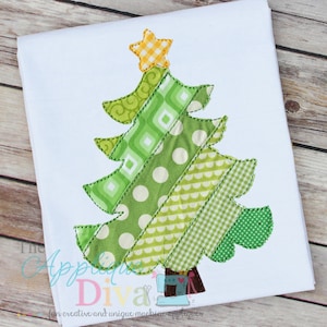 Christmas Patchwork Tree Digital Embroidery Design Machine Applique