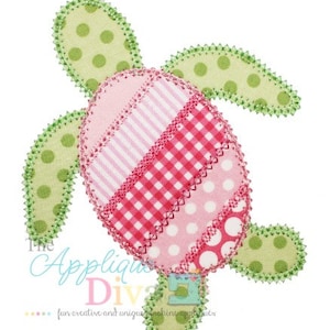 Summer Shabby Patchwork Sea Turtle Digital Embroidery Design Machine Applique
