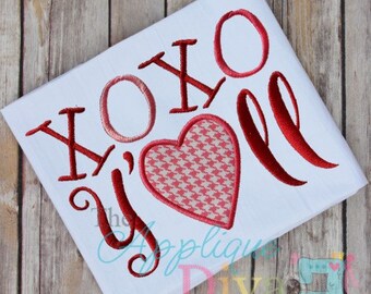 Valentine's Day XOXO Y'all Digital Embroidery Design Machine Applique