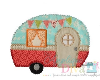 Glamping Trailer Digital Embroidery Design Machine Applique