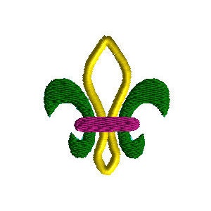 Mardi Gras Three Color Fleur de lis Hair Bow Center Embroidery Design Machine Applique image 3