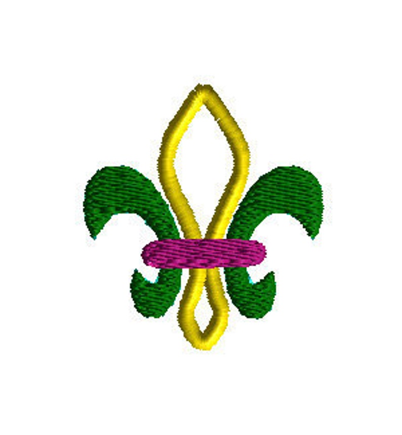 Mardi Gras Three Color Fleur de lis Hair Bow Center Embroidery Design Machine Applique image 3