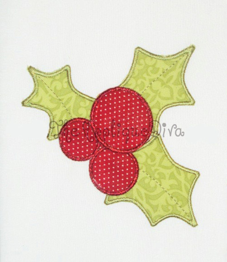 Christmas Holly Embroidery Design Machine Applique image 1