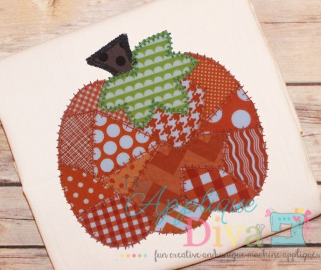 Fall Patchwork Pumpkin Digital Embroidery Design Machine Applique - Etsy