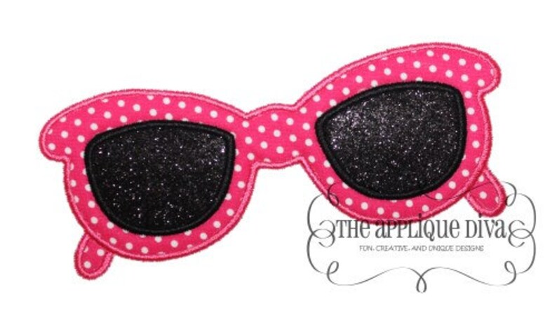 Summer Sunglasses Digital Embroidery Design Machine Applique image 1