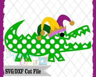 Mardi Gras Gator SVG/DXF file