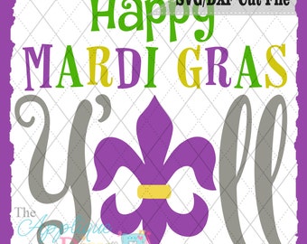 Happy Mardi Gras Y'all SVG/DXF file