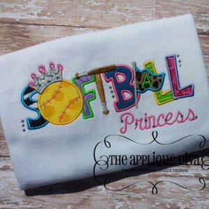 Summer Softball Princess Digital Embroidery Design Machine Applique