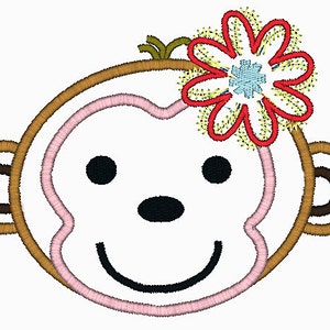 Girl Monkey Embroidery Design Machine Applique image 2