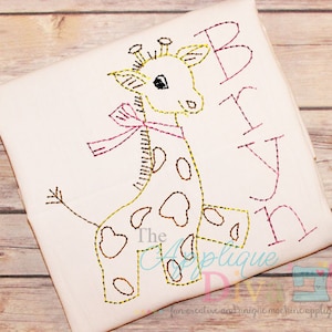Vintage Stitch Sketch Baby Giraffe Digital Machine Embroidery Design