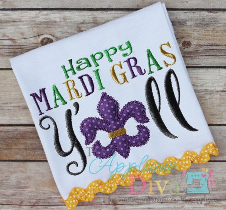 Happy Mardi Gras Yall Embroidery Design Machine Applique Etsy