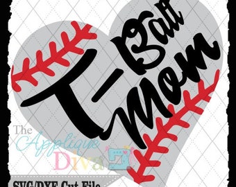 T-Ball Mom Baseball SVG/DXF cutting file