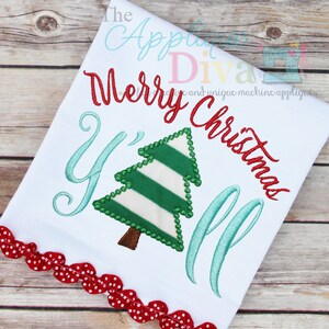 Merry Christmas Y'all Digital Embroidery Design Machine Applique