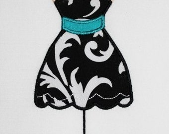 Girly Paris Dress Form Embroidery Design Machine Applique