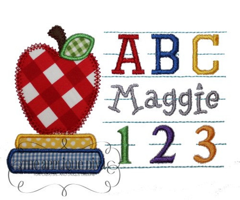 Back To School Abc 123 Frame Embroidery Design Machine Image 0