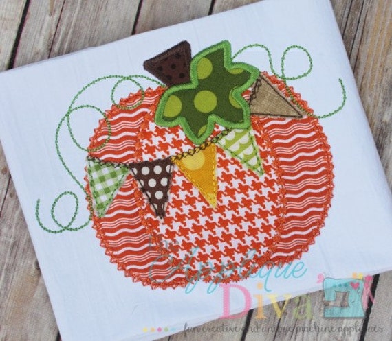 Halloween Pennant Pumpkin Digital Embroidery Design Machine Applique