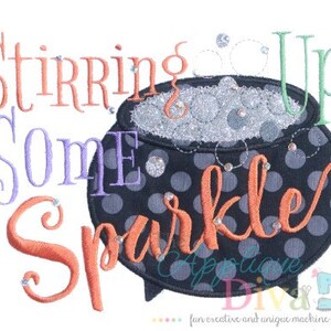 Halloween Stirring Up Some Sparkle Digital Embroidery Design Machine Applique