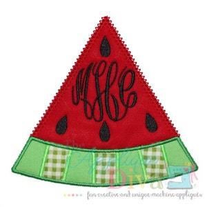 Summer Monogram Watermelon Embroidery Design Machine Applique