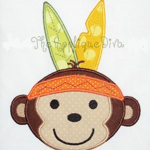 Thanksgiving Indian Monkey Digital Embroidery Design Machine Applique