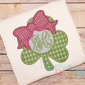 St Patrick&#39;s Day Big Bow Clover Digital Embroidery Design Machine Applique